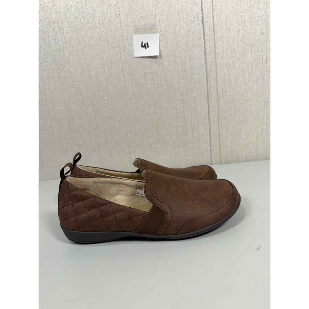 JSport by Jambu Lisa Brown Slip On Loafers Faux Fur Lined Shoes Womens 7M